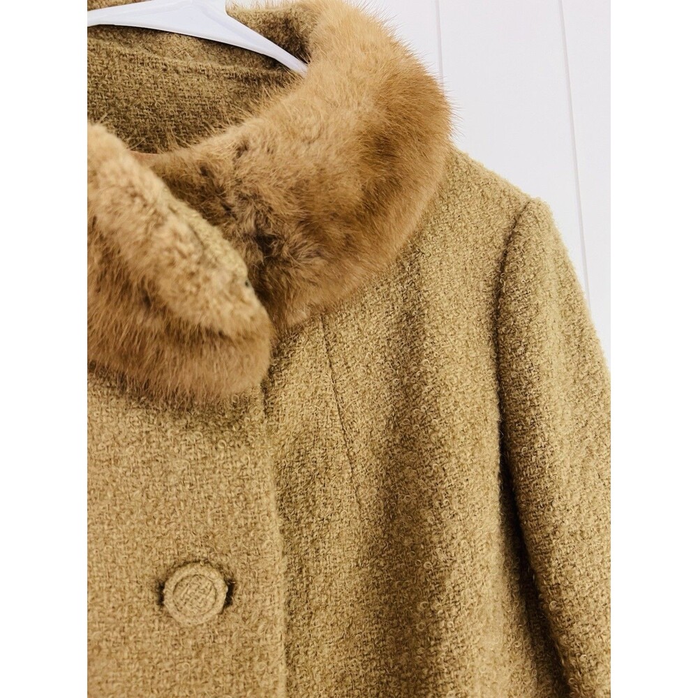 Vintage *Betty Rose* Brown Fur Trim 60s 70s Tweed Dress Jacket Size 14 - Picture 6 of 9